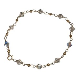 Vintage 925 Sterling Silver & 14K Gold Filled Crystal Bracelet / Anklet